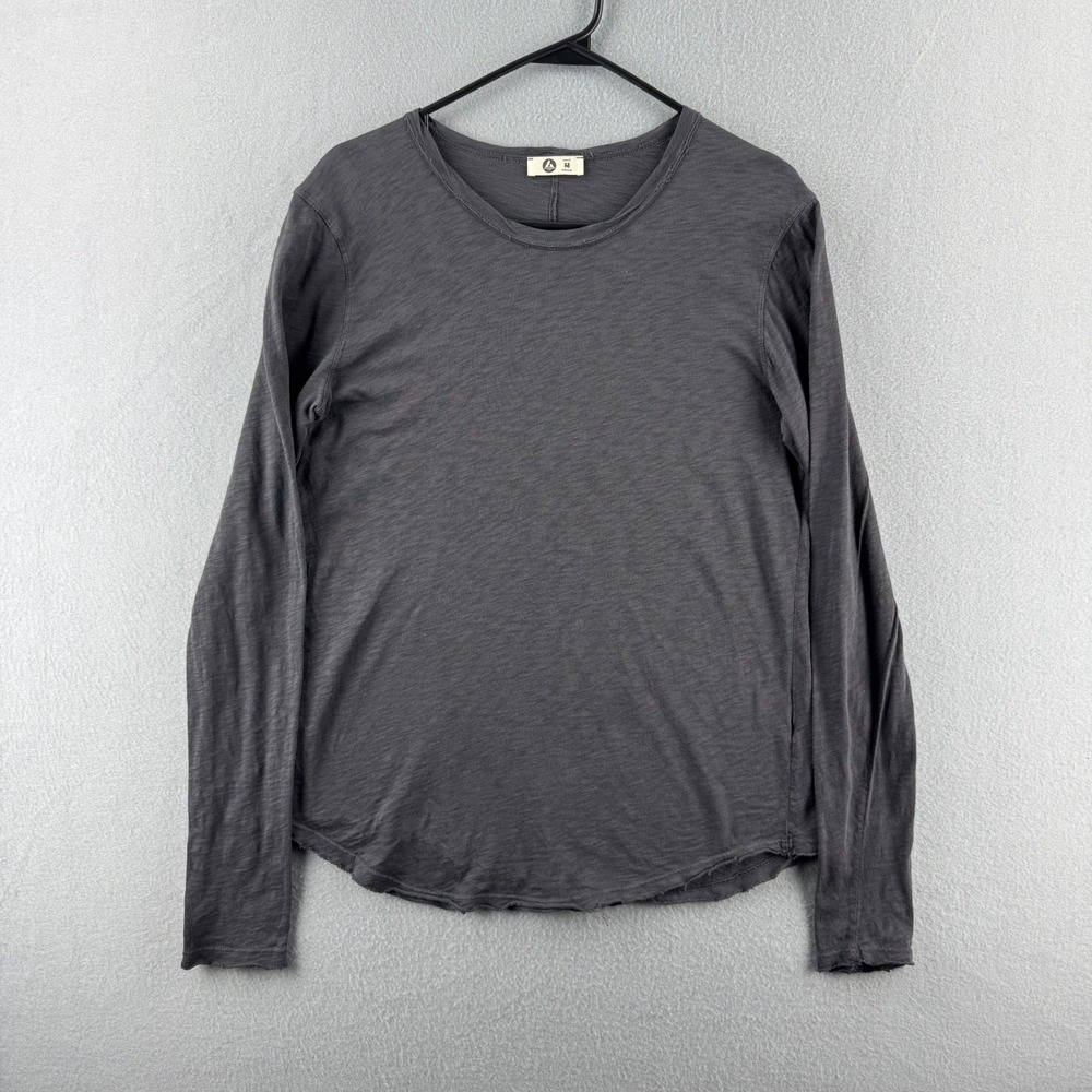 American Giant Shirt Womens Medium Gray Gauzy Cotton Long Sleeve Crew Tee USA - Picture 1 of 15